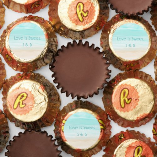 Modern Abstract Beach Chocolate Wedding Reeses Peanut Butter Cups