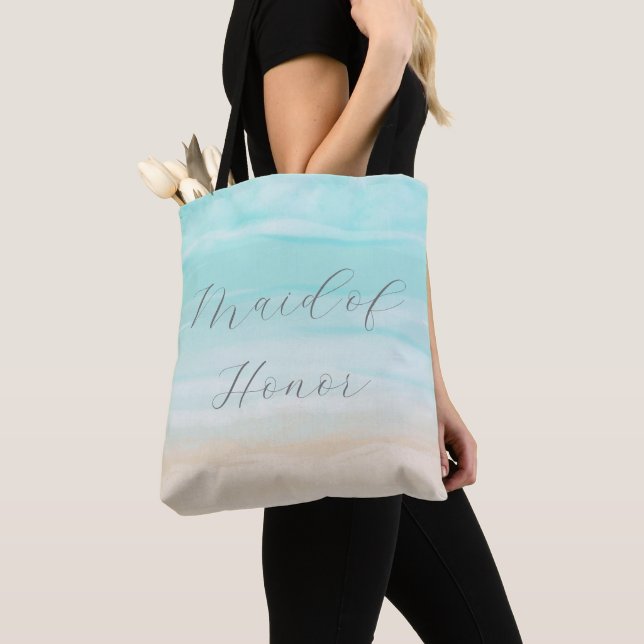 Modern Abstract Beach Maid of Honor Tote Bag (Close Up)