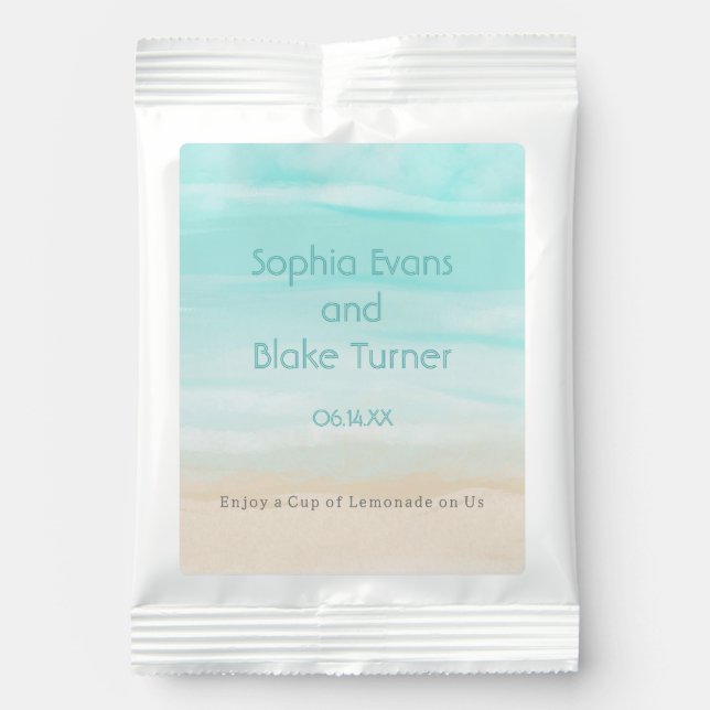 Modern Abstract Beach Wedding Lemonade Drink Mix (Front)