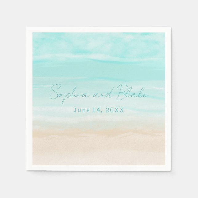 Modern Abstract Beach Wedding Napkins (Front)