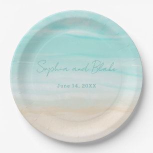 Modern Abstract Beach Wedding Paper Plates