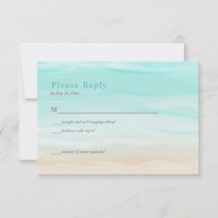 Modern Abstract Beach Wedding RSVP Card