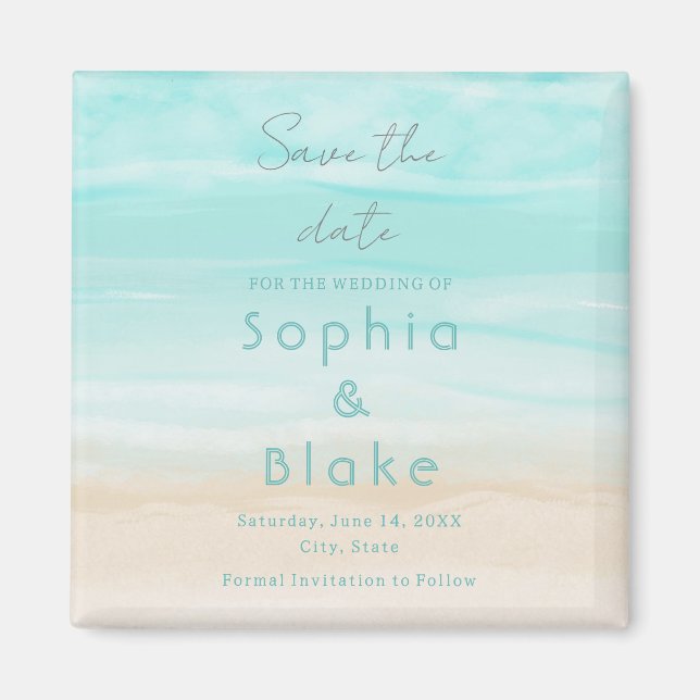 Modern Abstract Beach Wedding Save the Date Magnet (Front)