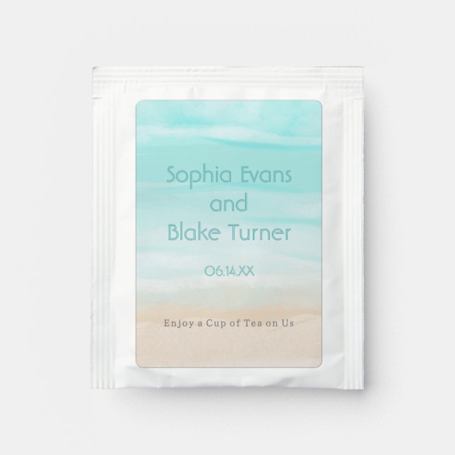 Modern Abstract Beach Wedding Tea Drink Mix (Front)