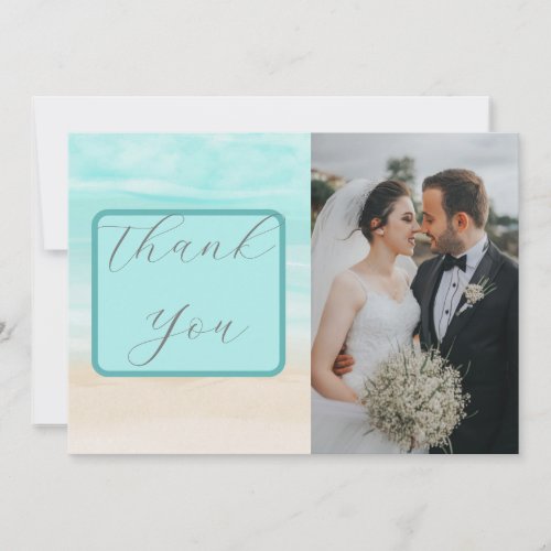 Modern Abstract Beach Wedding Thank You Card