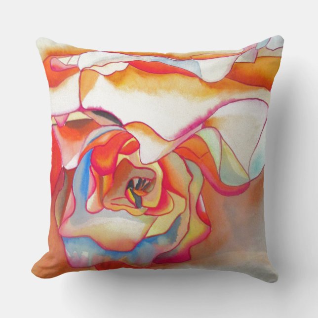 Modern abstract begonia watercolour art throw pillow (Front)