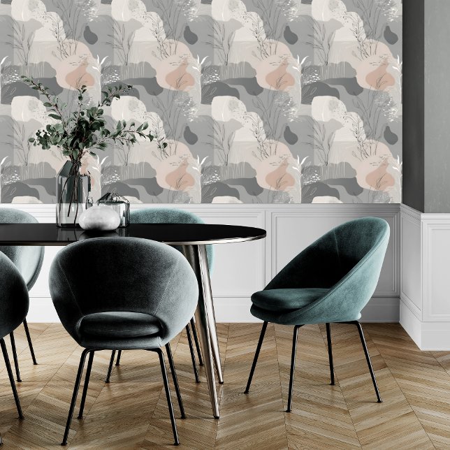 Modern Abstract Beige Gray Pale Green Peel & Stick Wallpaper (Creator Uploaded)