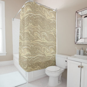 Modern Abstract Beige Swirls Marble Pattern Shower Curtain