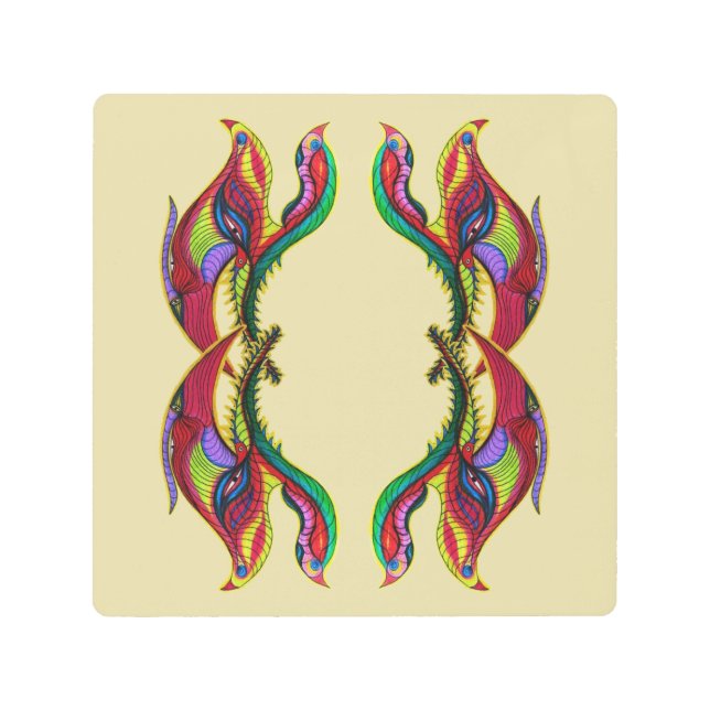 Modern abstract birds portal metal print (Front)