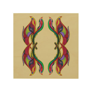 Modern abstract birds portal wood wall art