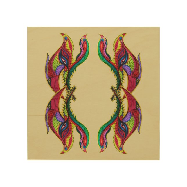 Modern abstract birds portal wood wall art (Front)
