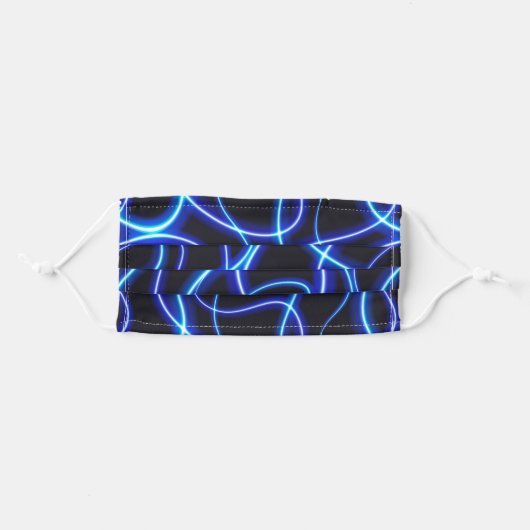 Modern Abstract Black And Blue Neon Adult Cloth Face Mask (Front, Folded)