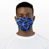 Modern Abstract Black And Blue Neon Adult Cloth Face Mask (Worn)