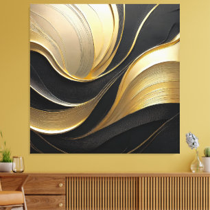 Modern Abstract Black and Gold Canvas Print