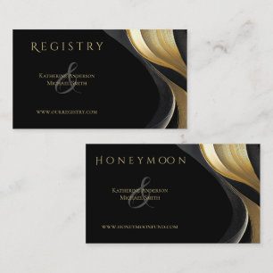 Modern Abstract Black and Gold Elegant Wedding Business Card