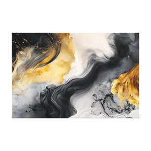 Modern Abstract Black and Gold Marble Canvas Print