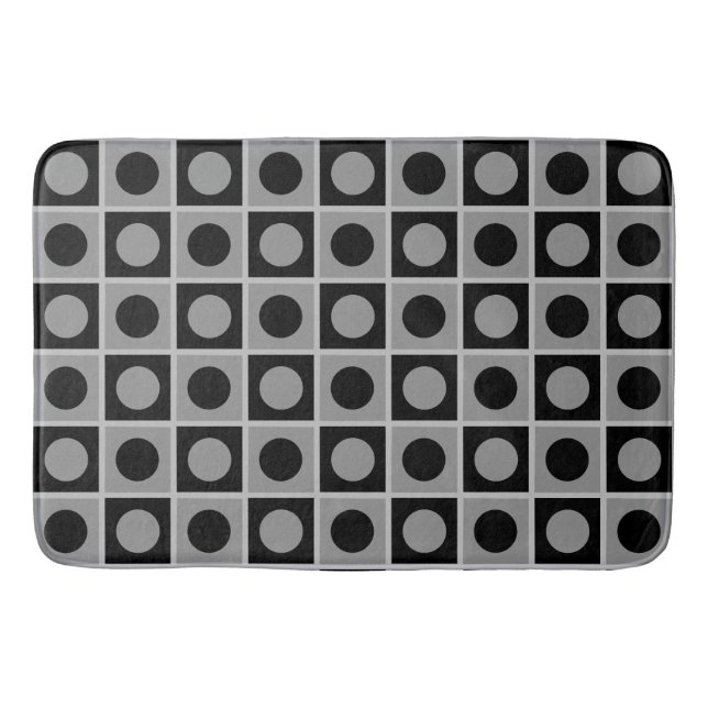 Modern Abstract Black and Gray Bath Mat (Front)