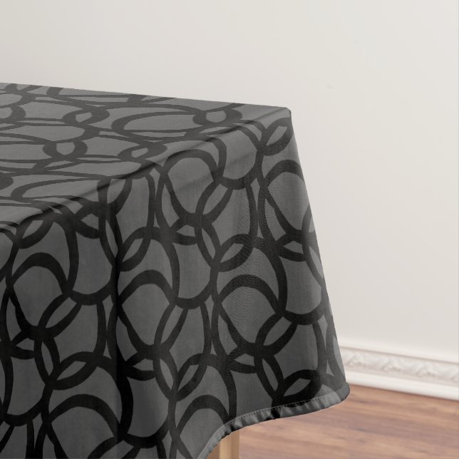 Modern Abstract Black and Gray Pattern Tablecloth (In Situ)