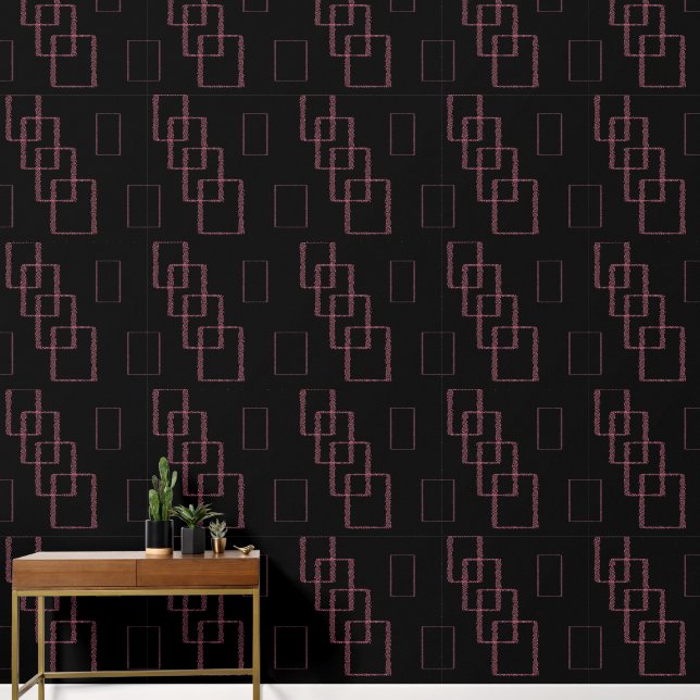 modern abstract black and pink geometrical wallpaper  (Hallway)