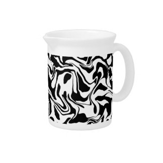 Modern Abstract Black and White Artistic Beverage Pitcher