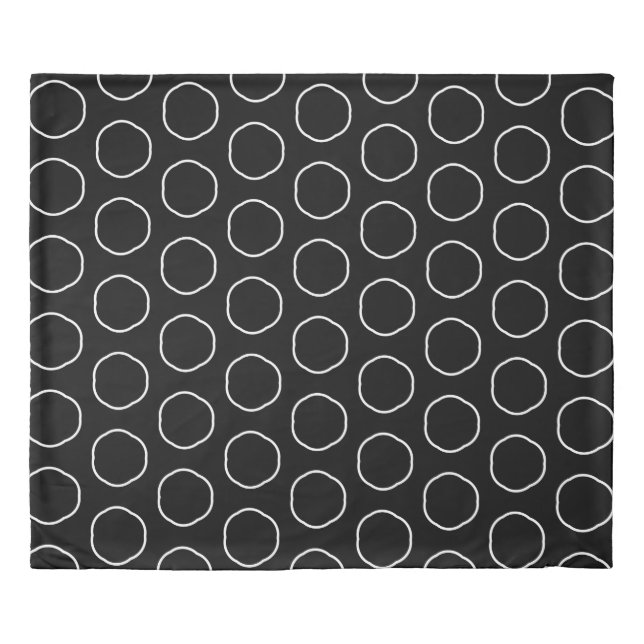 Modern Abstract Black and White Circle Duvet (Front)