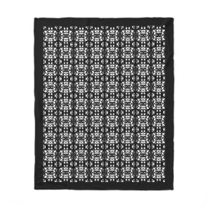 Modern abstract black and white fleece blanket