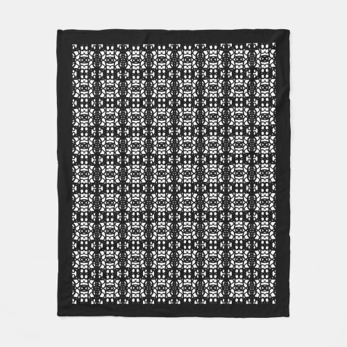 Modern abstract black and white fleece blanket