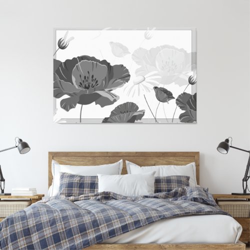 Modern Abstract Black and White Floral I Canvas Pr