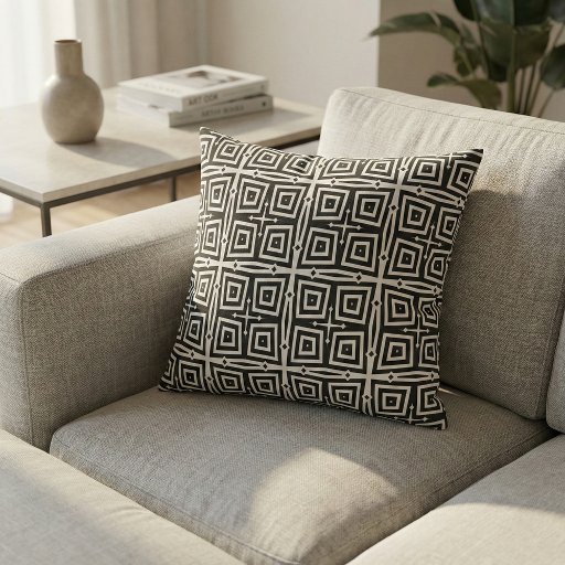 Modern Abstract Black and White Geometric Pattern Fabric