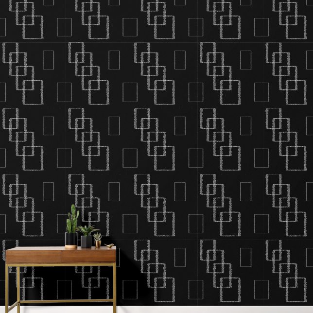 modern abstract black and white geometrical wallpaper  (Hallway)
