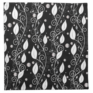 Modern abstract black and white ink illustration cloth napkin