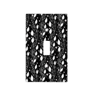 Modern abstract black and white ink illustration light switch cover