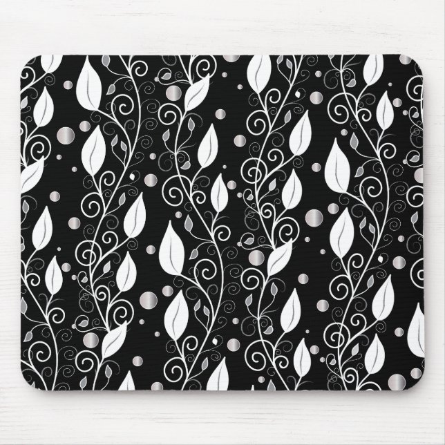 Modern abstract black and white ink illustration mouse pad (Front)