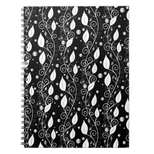 Modern abstract black and white ink illustration notebook
