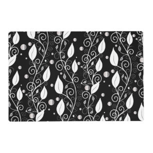 Modern abstract black and white ink illustration placemat