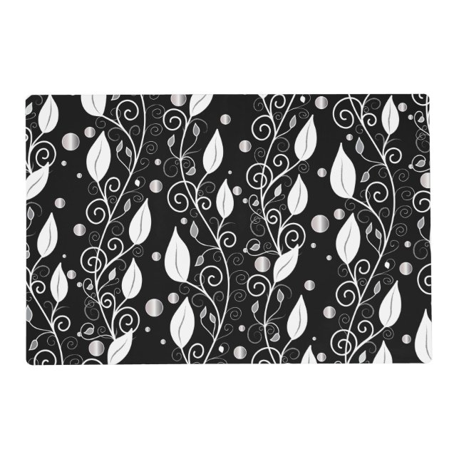 Modern abstract black and white ink illustration placemat (Front)