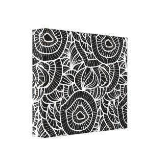 Modern Abstract Black And White Line Art Canvas Print