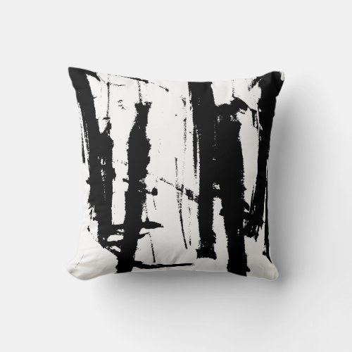 Modern Abstract Black and White Minimalist Pillow