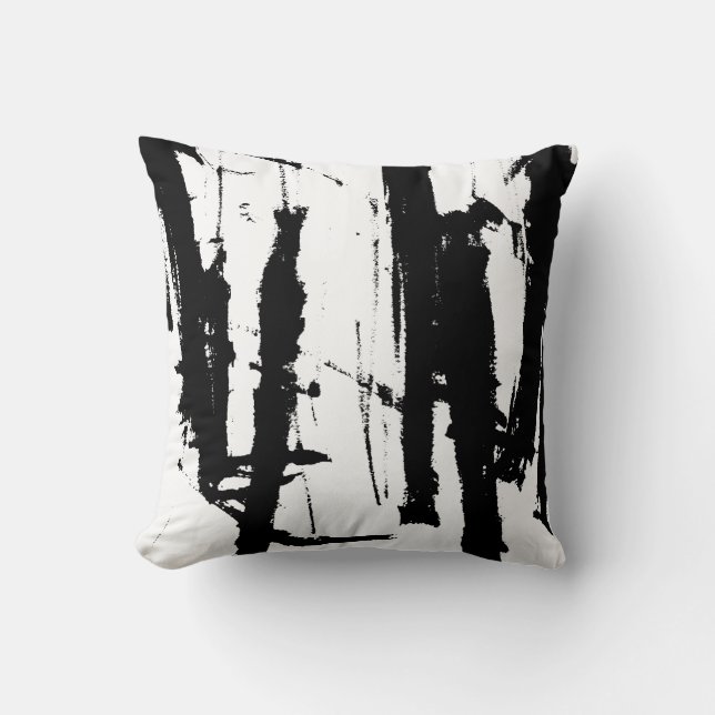 Modern Abstract Black and White Minimalist Pillow (Front)