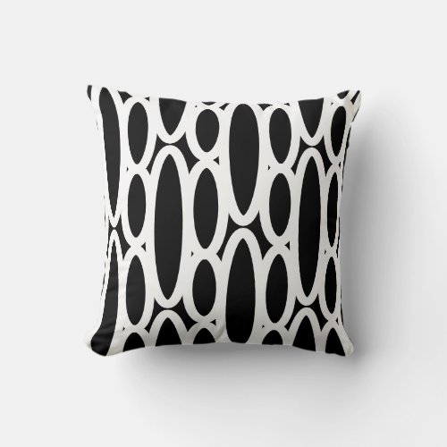 Modern Abstract Black and White Oval Pattern  Throw Pillow