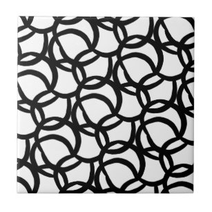 Modern Abstract Black and White Pattern Ceramic Tile