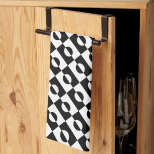 Modern Abstract Black and White Pattern   Kitchen Towel