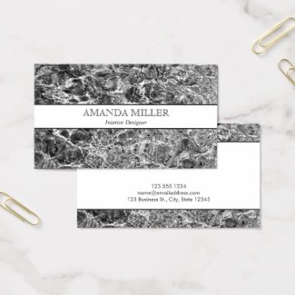Modern Abstract Black and White Photo Faux Marble Business Card