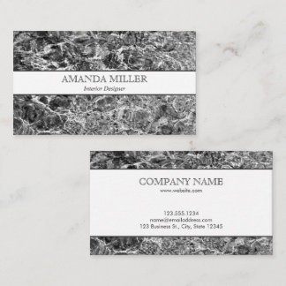 Modern Abstract Black and White Photo Faux Marble Business Card