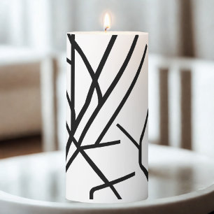 Modern Abstract Black and White Pillar Candle