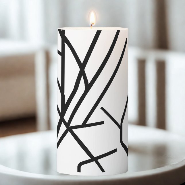 Modern Abstract Black and White Pillar Candle (Creator Uploaded)