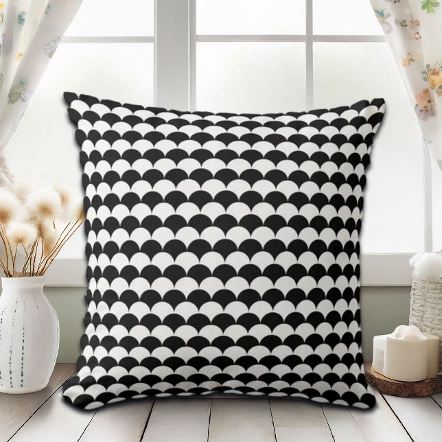 Modern Abstract Black and White Throw Pillow (Creator Uploaded)