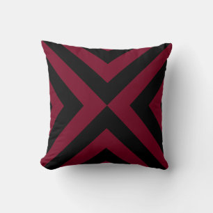 Modern Abstract Black & Burgundy Throw Pillow