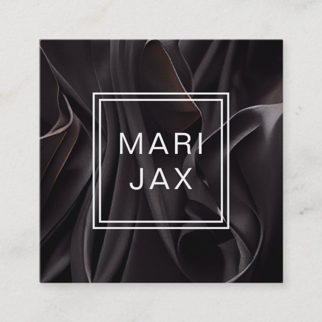 Modern Abstract Black fabric flowing Square Business Card (Front)