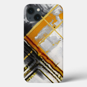 Modern Abstract Black Gold Luxury Chic Watercolor iPhone 13 Case